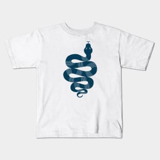 Large Snake deep blue Kids T-Shirt